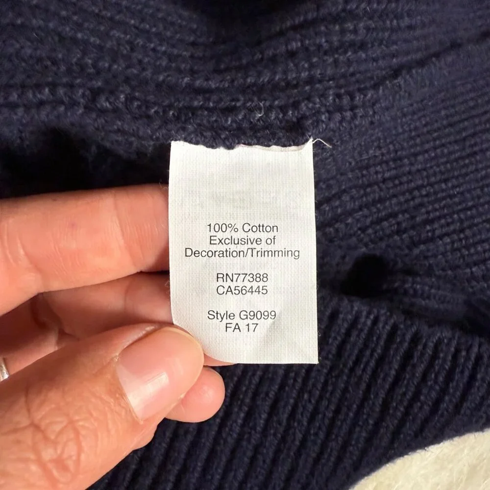 J.Crew Sweater Men's Large Suede Shoulder Patch Blue Woodsman Military Knit